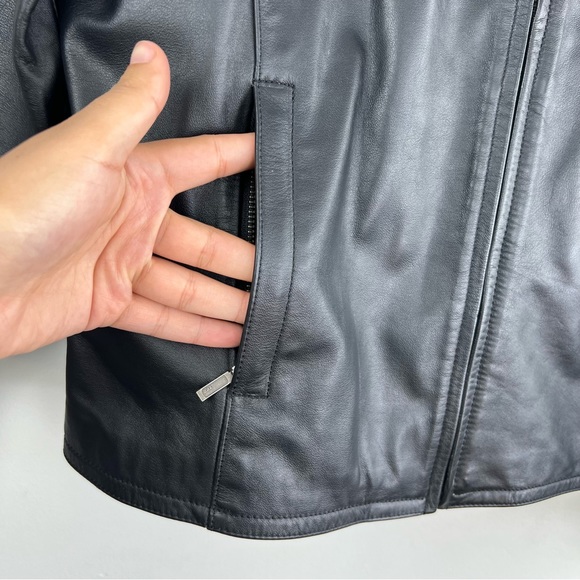 Danier Authentic Black Zip Up Genuine Leather Moto Biker Jacket Women - Picture 10 of 16